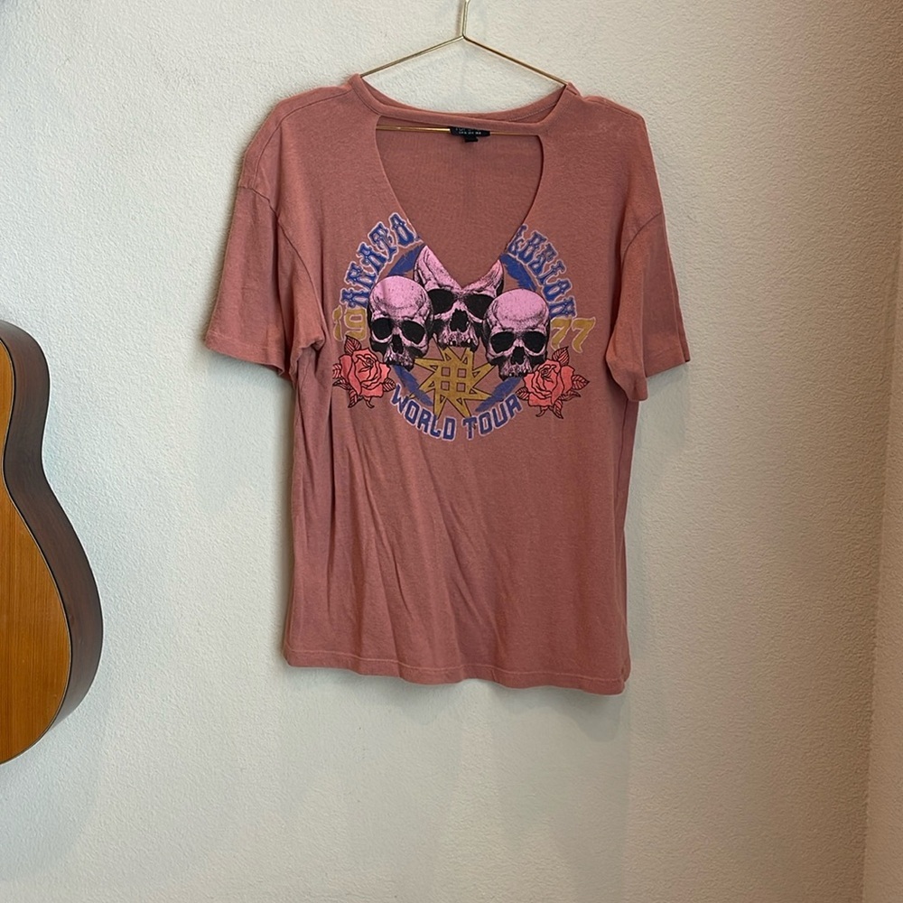 Topshop Choker Neck Graphic Tee Size 4